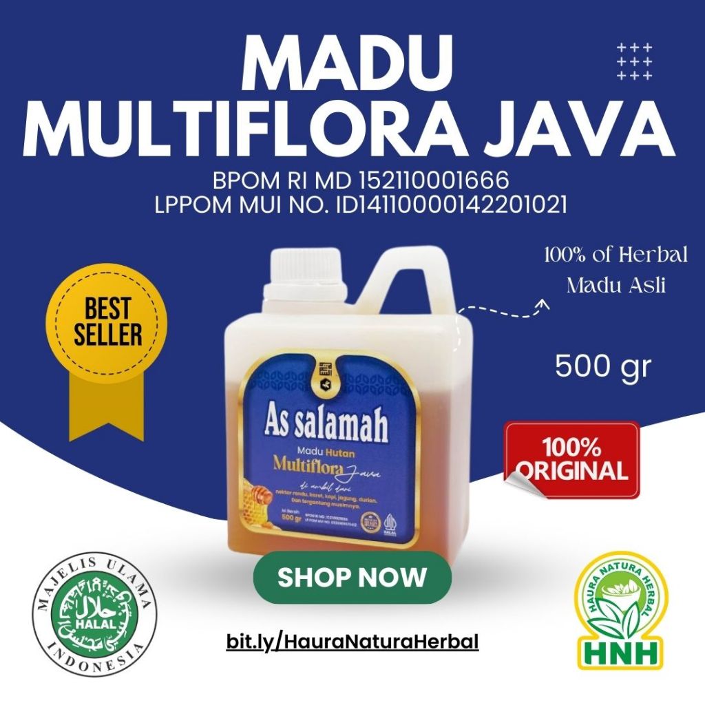 

Termurah Herbal Imunitas Daya Tahan Tubuh Batuk Asma - Madu Multiflora Java Assalamah 500gr 100% original