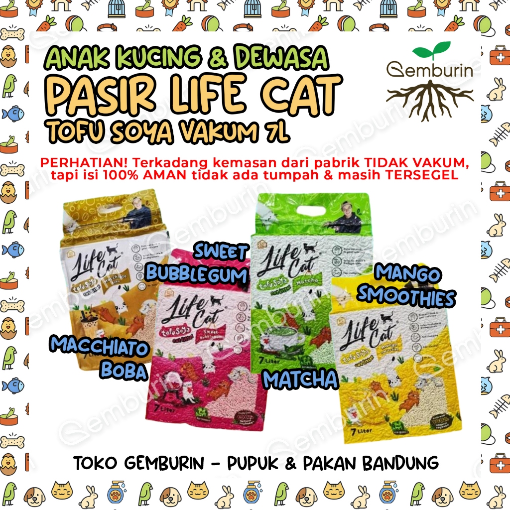 Life Cat Soya Pasir Kucing Tofu Gumpal Wangi Bagus 7L / Lifecat 7 Liter Food Grade Aman Untuk Anak K