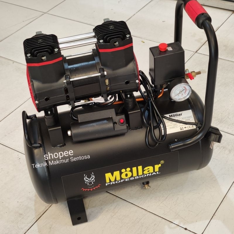 Kompresor Angin 1HP 25L Mollar AC1525 Oilless Silent Black Panther