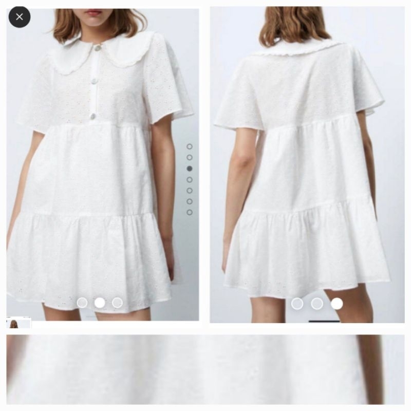 ZARA dress katun eyelet bordir kerah peterpan
