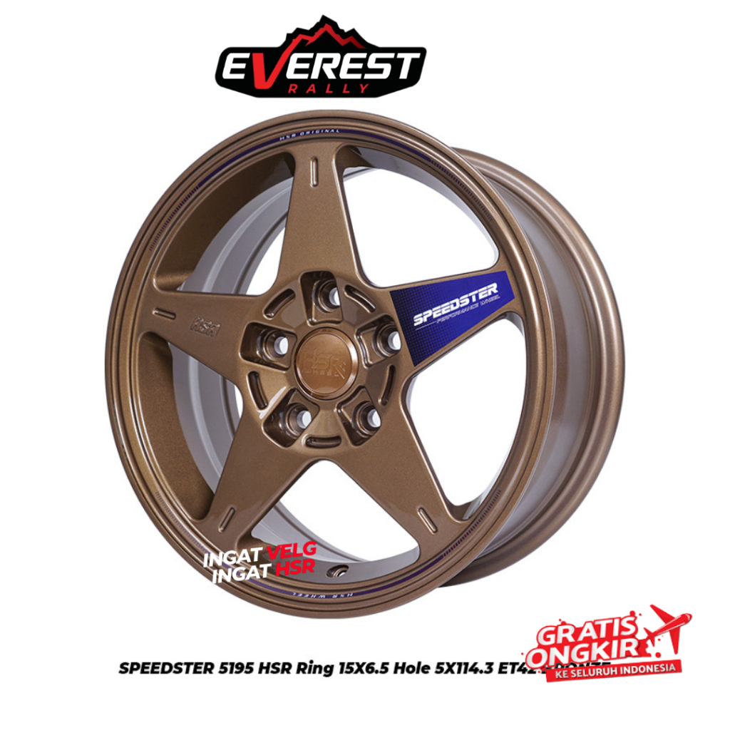 VELG HSR Speedster Ring 15 LEBAR 65 hole 5X114,3 offset 42 WARNA BRONZ.