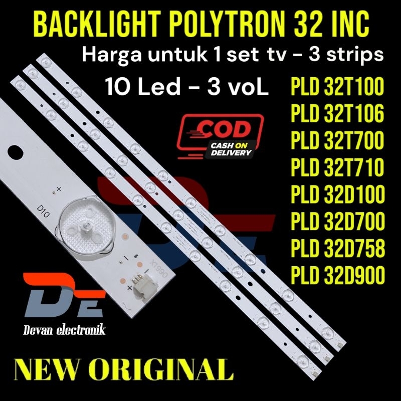 BACKLIGHT tv polytron 32 inch 10k 3v lampu led backlight tv polytron 32 inch panjang 60cm