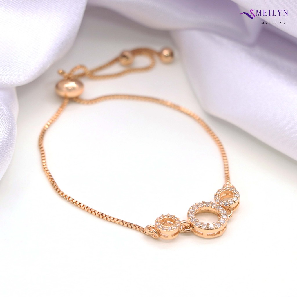 MEILYN Gelang Serut Italy Aksesoris Wanita Model Braided Ring Lapis Emas 18K