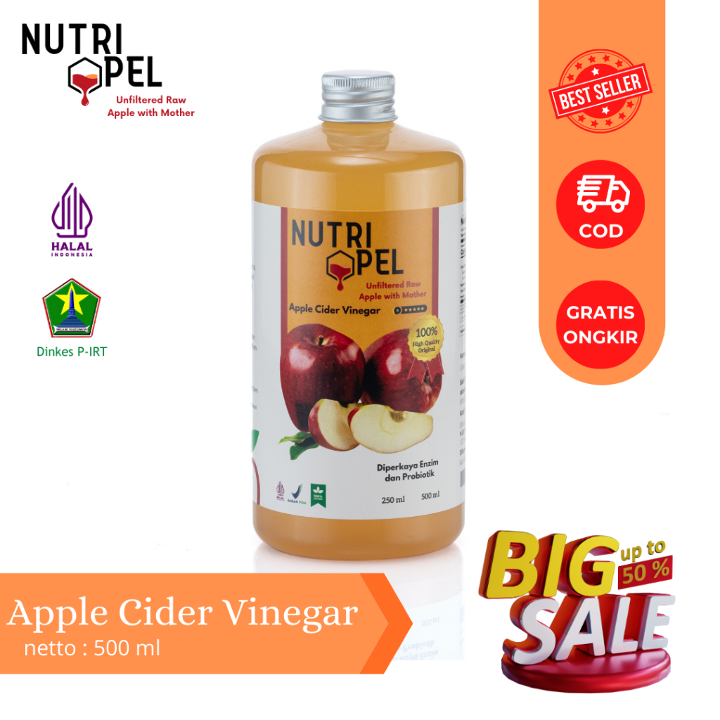 

Nutri Apel - Cuka Apel Original Apple Cider Vinegar - Toner Wajah 500ml