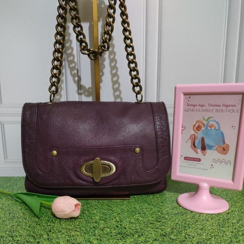 PRELOVED BRANDED CROSSBODY BIKER STARLET PURPLE MEWAH