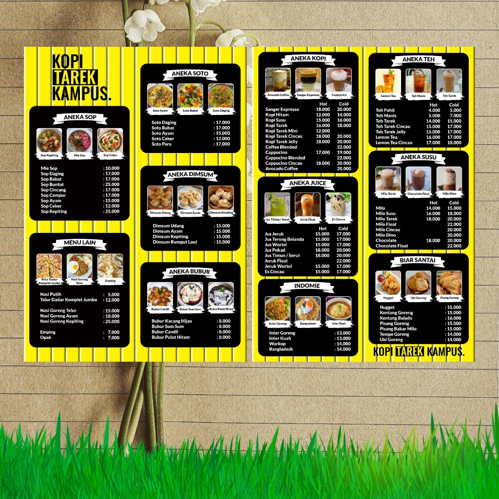 

Cetak Menu / Menu Warung / Menu Restoran /Menu Kafe / Cetak Menu Ekspress 1 hari siap