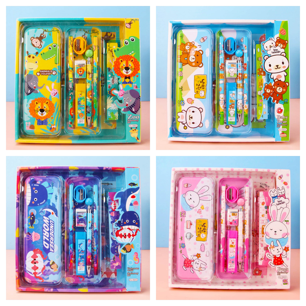 

SET ATK GIFT BOX KIDS ANAK ANIMAL RABBIT OCEAN BEAR PENSIL PENGGARIS PENGHAPUS RAUTAN / 1 SET PENCIL HADIAH HAMPERS RULER ERASER PENGSERUT CUTE LUCU P10 #KIDSHINE