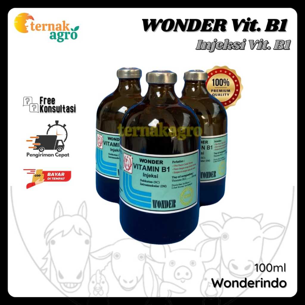 WONDER VITAMIN B1 Injeksi 100 ml - Vitamin B 1 Untuk Kesehatan Hewan