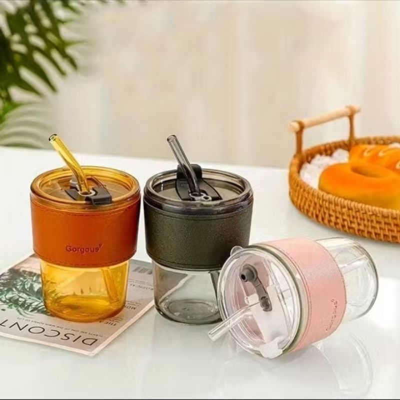 BOTOL KACA ESTETIK/TUMBLR KACA/TUMBLER ESTETIK/GELAS SOUVENIR/GELAS KACA SOUVENIR/GELAS