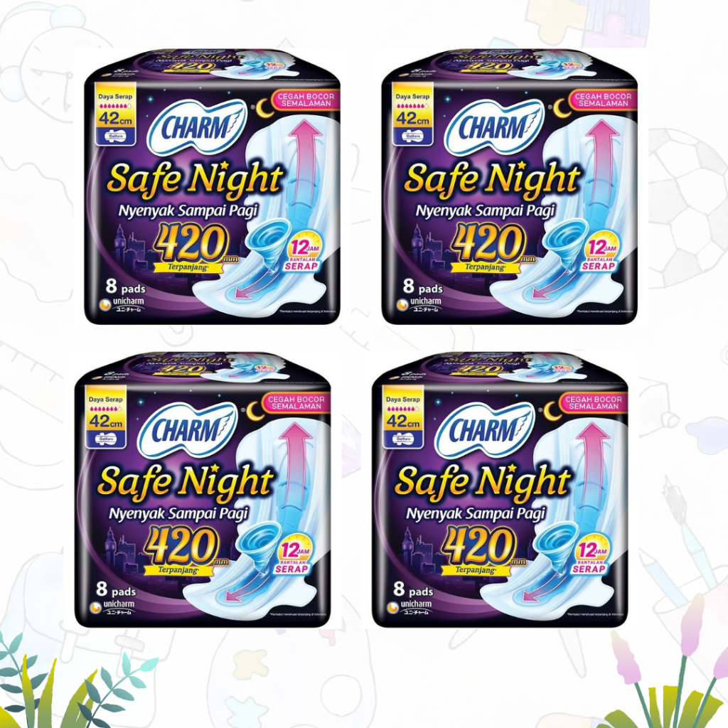 Charm Pembalut Safe Night 42cm Wing 7/8pads