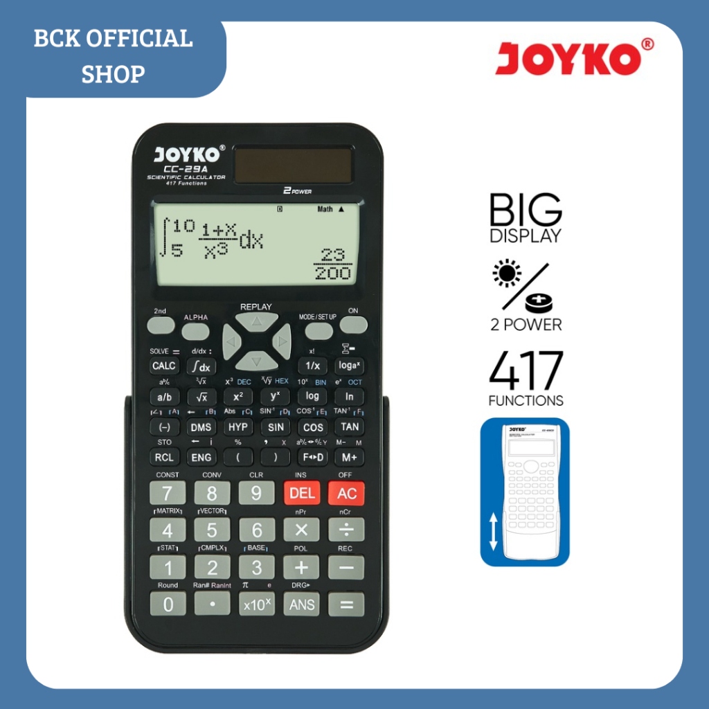 

Calculator Kalkulator CC-29A Scientific 417 Functions Joyko (PCS)