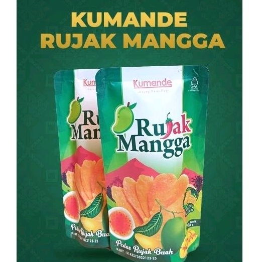 

kuman di rujak mangga manisan mangga yang enak cemilan enak cocok untuk mengganjal lapar manis gurih pedas produk HALAL UMKM Indonesia tresnan approved
