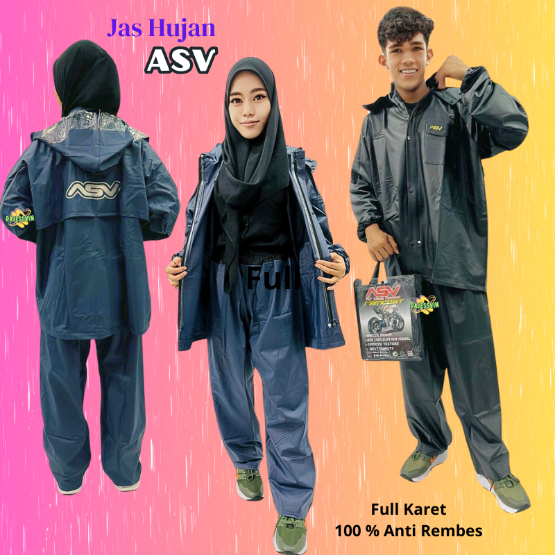 Jas Hujan Jaket Celana ASV Karet Rubber Versi 1 Grade A Original