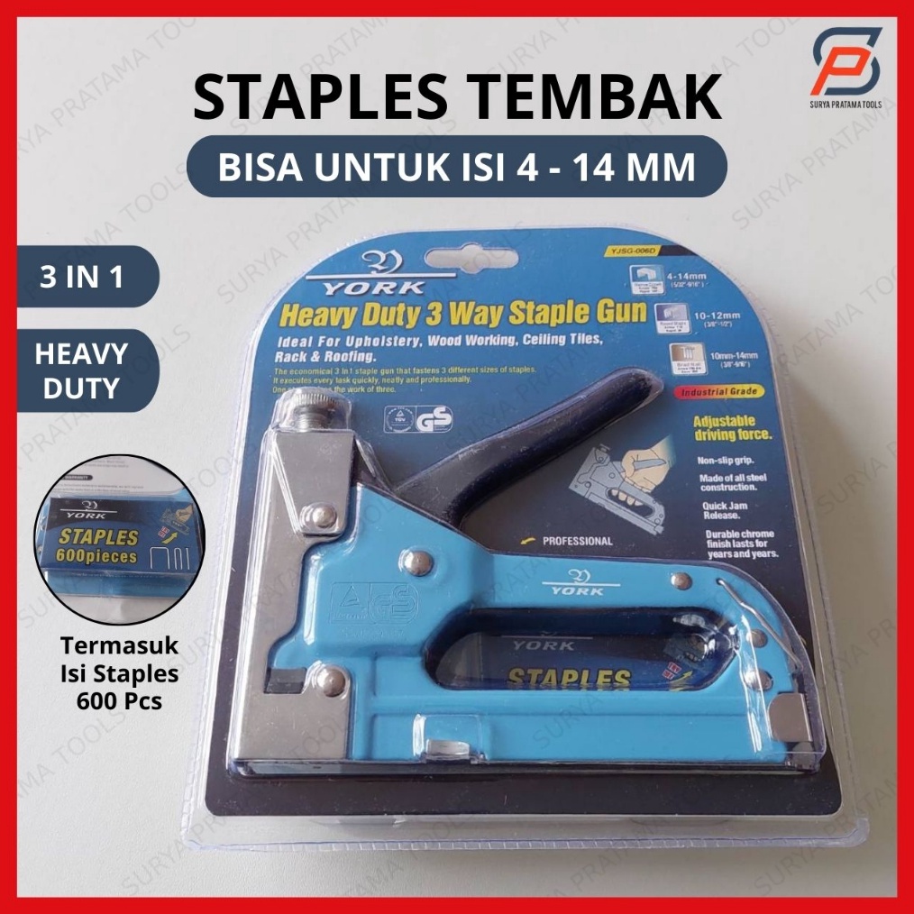 

KODE T1Y2 Staples Tembak 3 In 1 Staple Gun Tacker Stapler Hekter Jok Sofa Kulit Heavy Duty York