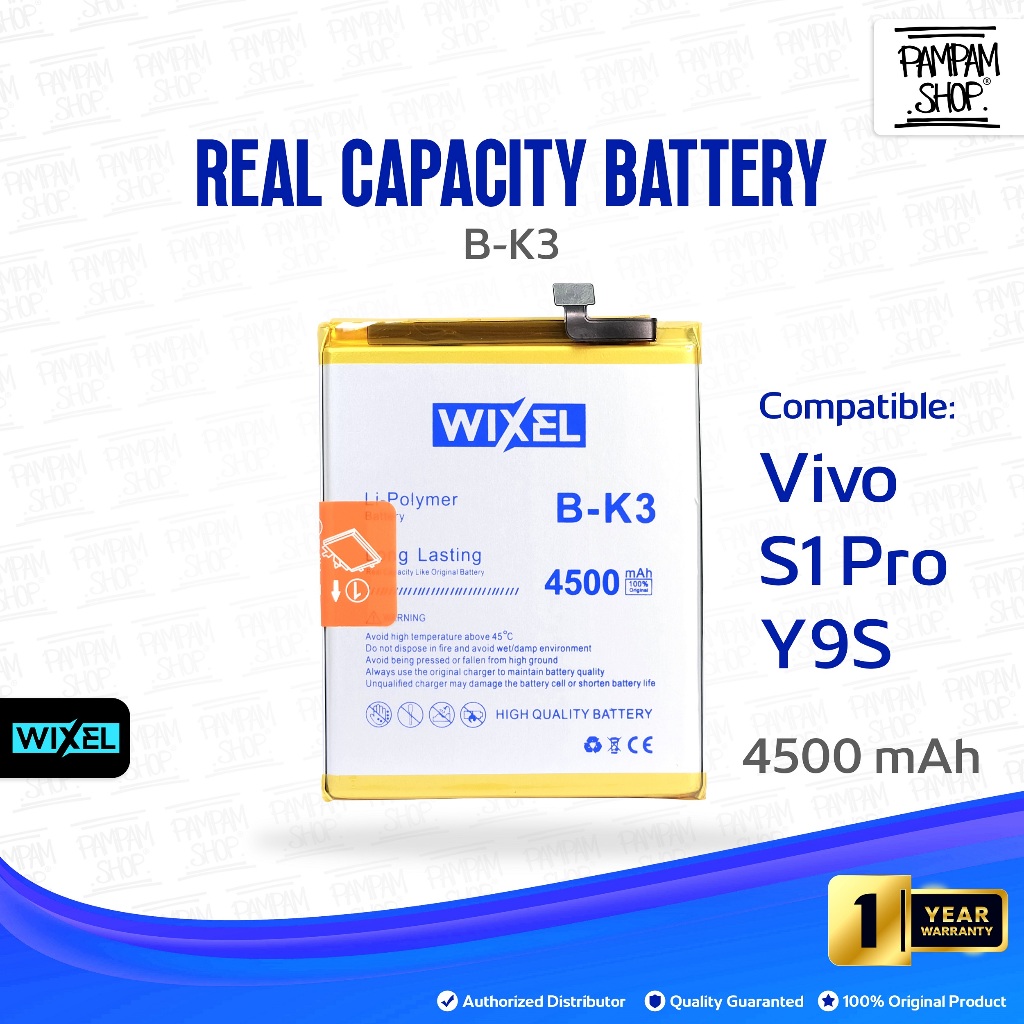 WIXEL ORIGINAL Baterai Vivo S1 Pro 1920 Y9S B-K3 BK3 Double Power Real Capacity Batre Batrai Batre B