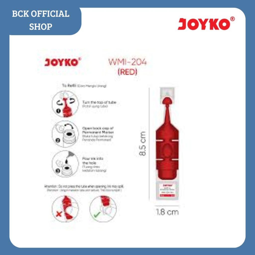 

Refill Tinta Spidol Refill Ink Whiteboard WMI-204 Merah Joyko (pcs)