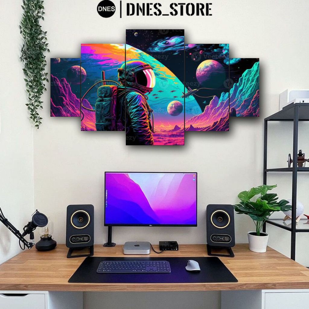 Wall Decor Astronot 1 Set Hiasan Dinding Poster Kayu Pajangan Kamar Aestentic 5pcs