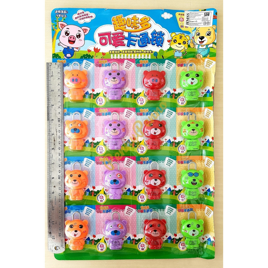 Mainan Anak Gembok Kunci Model Animal / Keropi / Bokong Squid Game / Mainan Gembok Kode