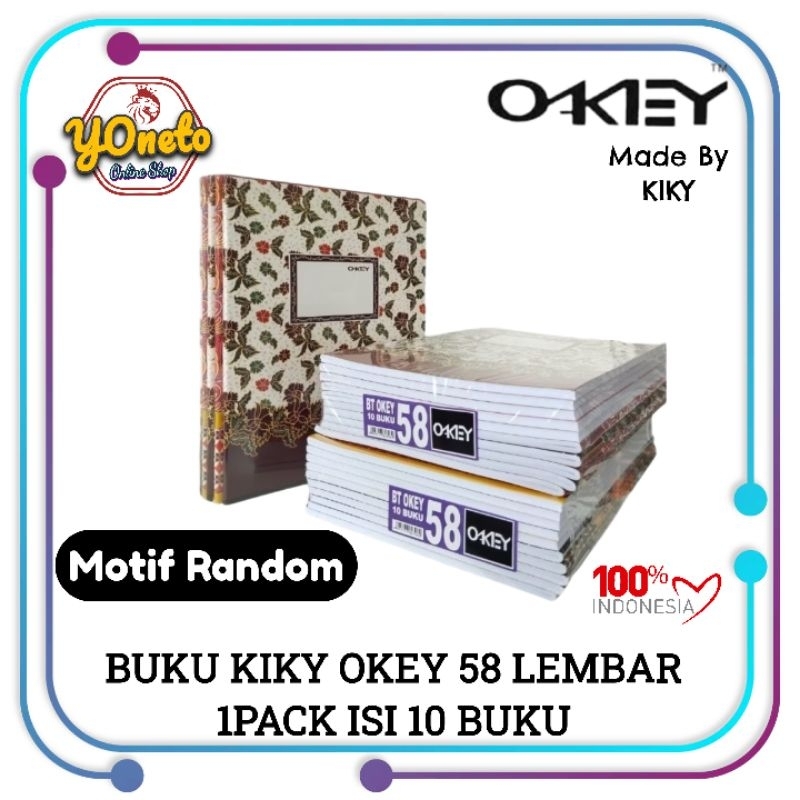 

BUKU TULIS KIKY OKEY 58 LEMBAR (1PACK/10BUKU)