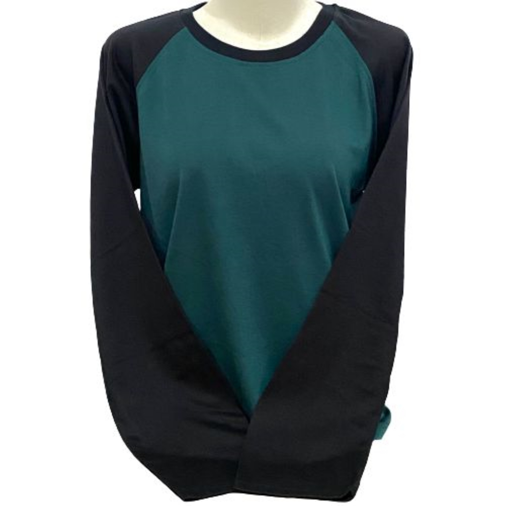 Kaos Reglan Polos Panjang  HijauBotol Hitam  Dewasa Ukuran M L XL XXL