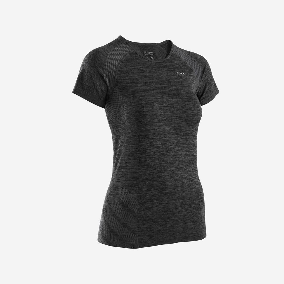 Decathlon Kiprun Baju Lari Wanita Run 500 Slim-Fit - Abu - 8831008