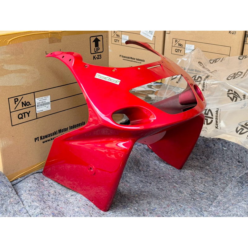 BODY BODI FAIRING ATAS COVER BATOK LAMPU DEPAN NINJA RR OLD ZX CBU MERAH MARUN MARON G2 ORIGINAL 550