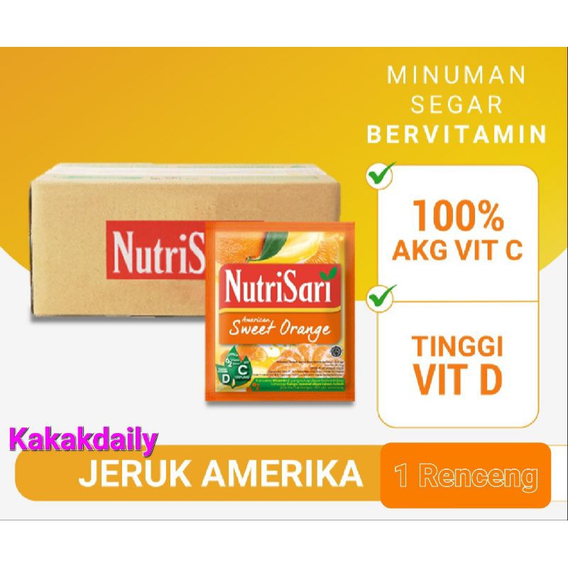 

Nutrisari Jeruk Amerika 1 Renceng ( 10Sachet )