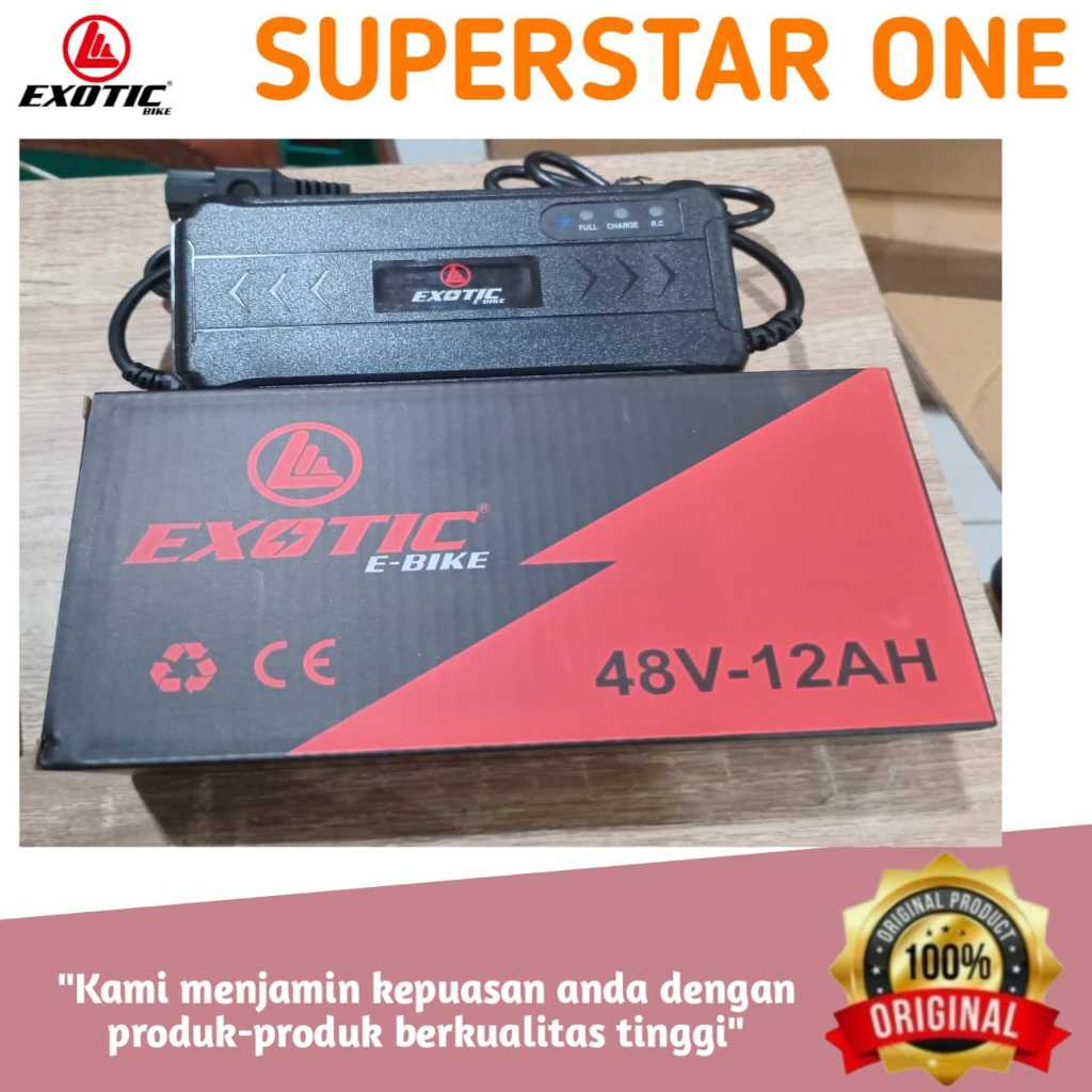 Charger Sepeda Listrik Agathos E-BIKE EXOTIC 48 Volt 12Ah Model Colokan Cewe Soket 3 Original 100%