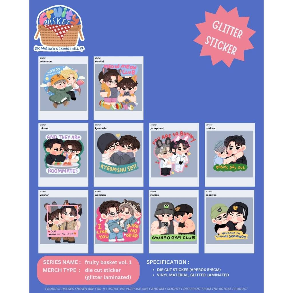

[GLITTER STICKER] FRUITY BASKET SERIES - by.miruku x seungchill17