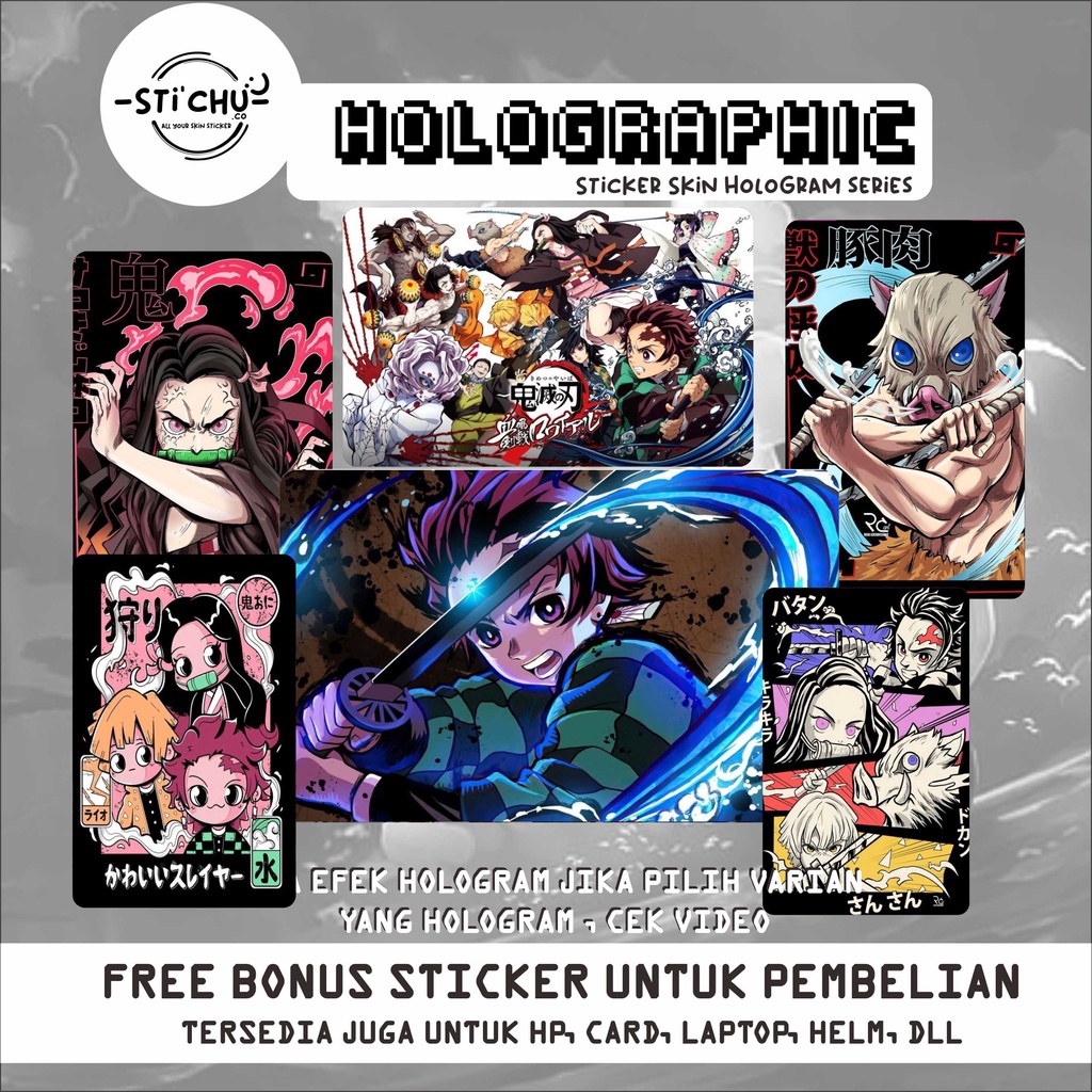 

SUPER Sticker Kartu Atm Skin Card HOLOGRAM DEMON SLAYER flazz emoney
