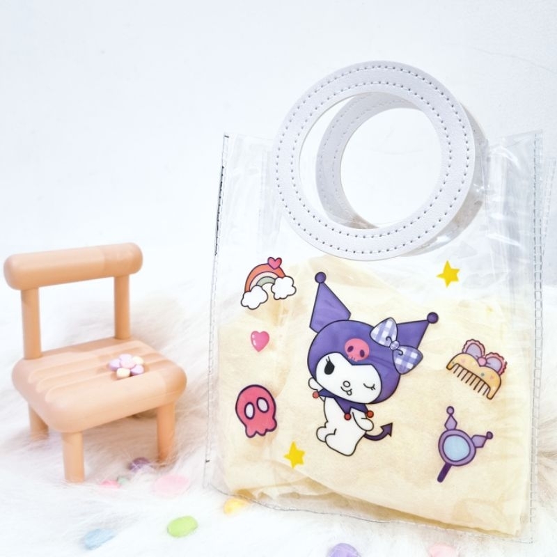 Tas Pouch Lucu Transparan Sanrio / Tas Tote Mini Transparan Sanrio