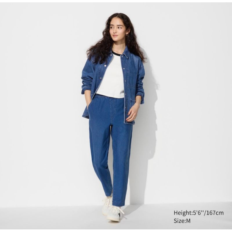WOMEN Denim Jersey Tapered Pants Uniqlo | Women jastip uniqlo