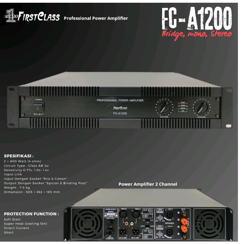 POWER AMPLIFIER KARAOKE FIRSTCLASS FC A1200 / FCA 1200 /FC-A1200 ORIGINAL BLUETOOTH
