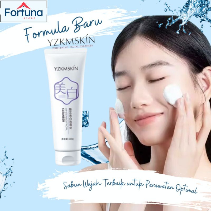 YZKMSKIN Whitening Facial Cleanser/ sabun cuci muka pembersih wajah & pemutih penghilang jerawat