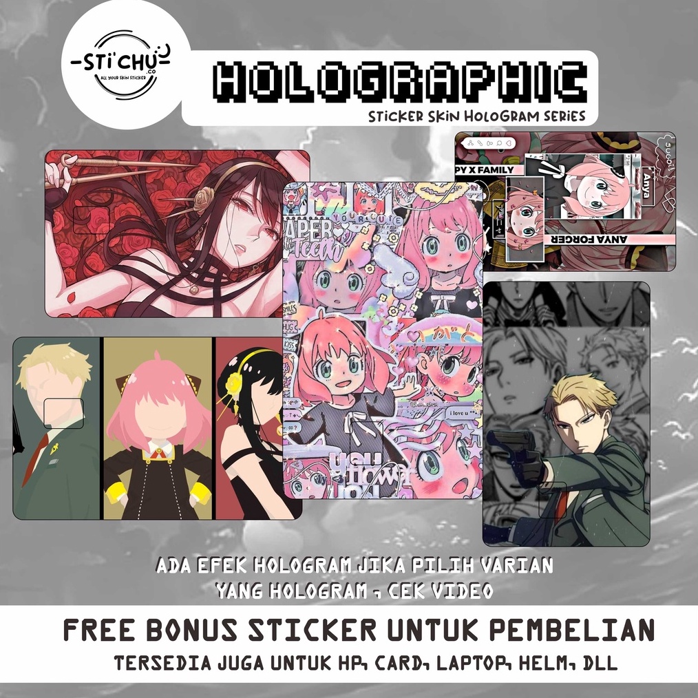 

KILAT Sticker Kartu Atm Skin Card HOLOGRAM SPY X FAMILY geto flazz emoney