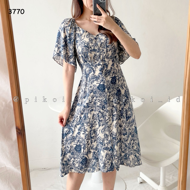 Diora dress / dress korean style / dress putih adem santai / dress pantai kancing casual summer 2508