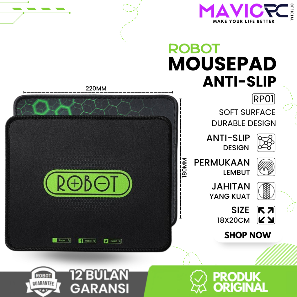 ROBOT RP01 / MP01 Mouse pad Gaming  Mousepad Anti-skid e-Sports Series  - Garansi Resmi 1 Tahun