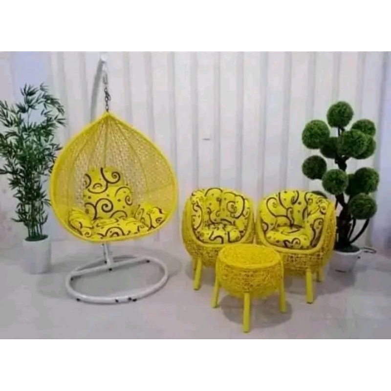 Free Ongkir Jabodetabek | Set Ayunan Gantung Dan Kursi Rotan Brekele