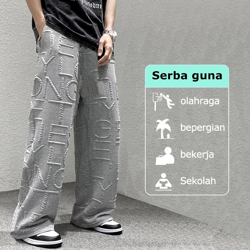 Celana skena celana gombrong pria casual Street Style Celana longgar korean style celana hip hop loo