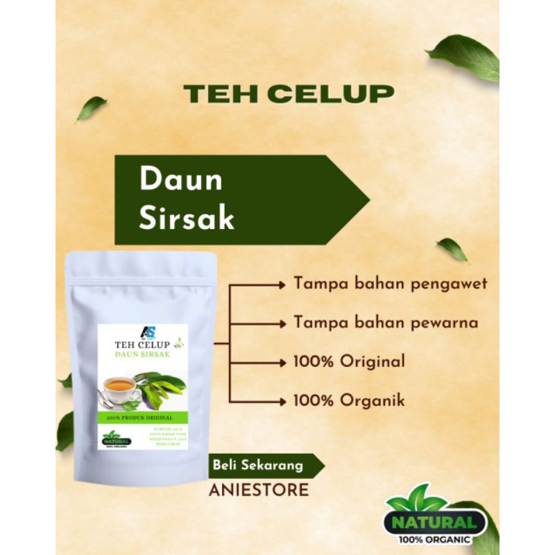 

TEH CELUP HERBAL DAUN SIRSAK OBAT KANKER ALAMI ISI 30 TEA BAG