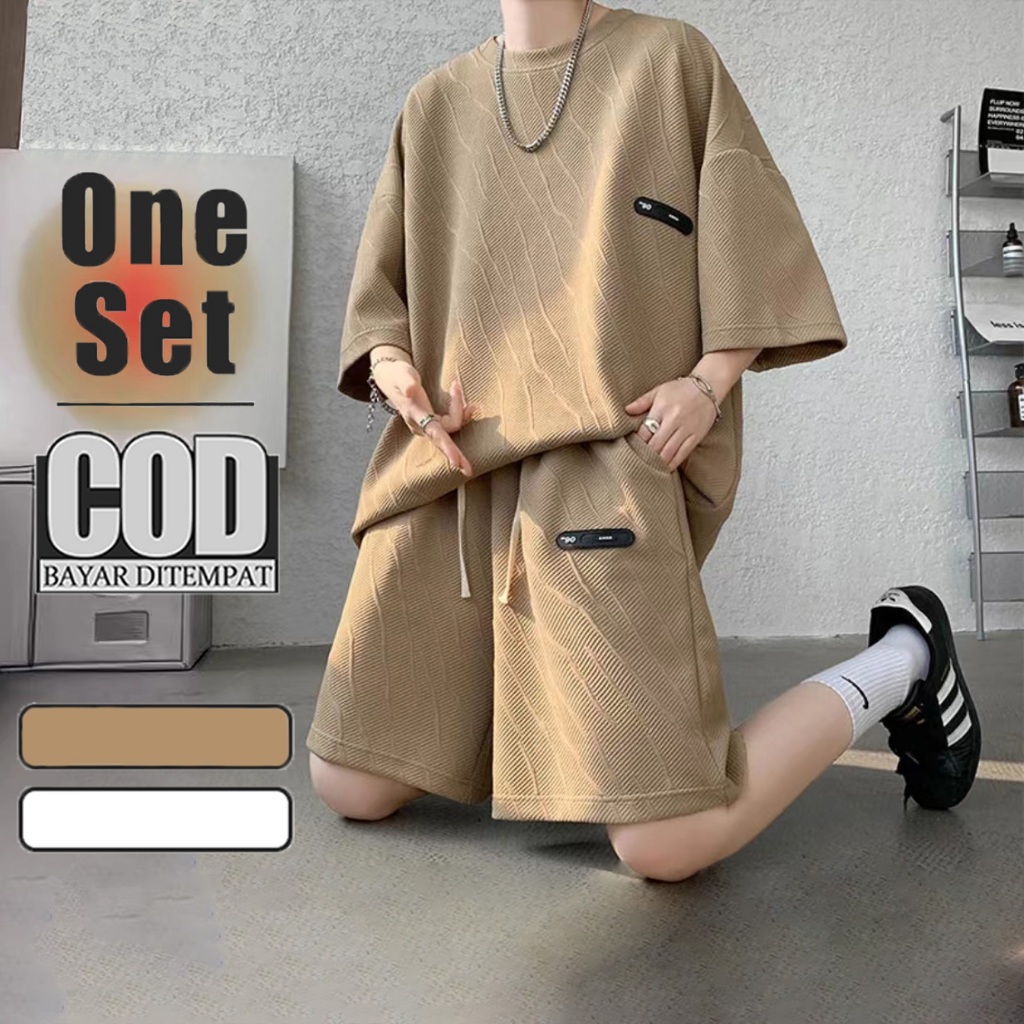 KeyBoy baju setelan pria original oversize kaos celana causal set pria baju distro baju set laki lak