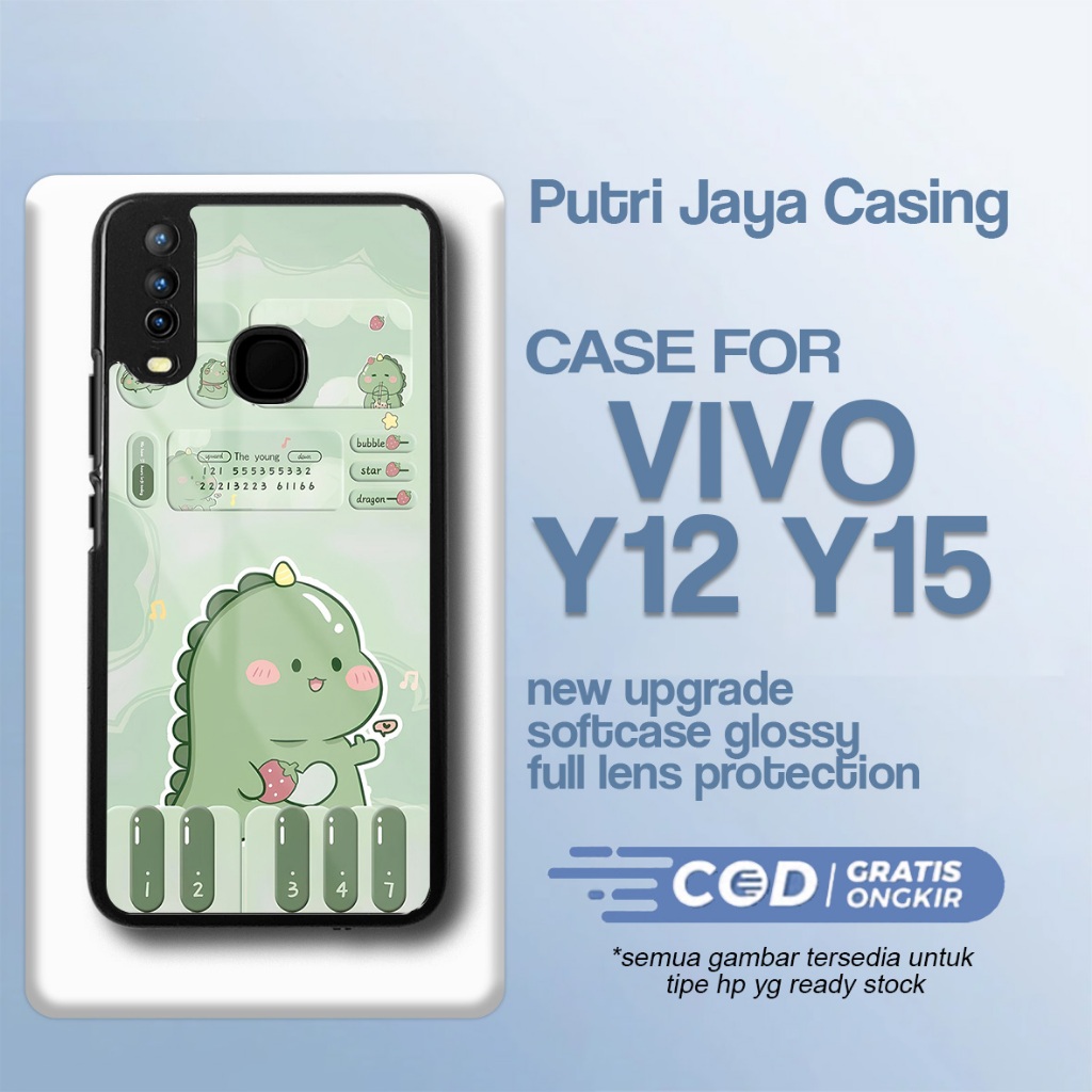 Case Vivo Y12 Y15 Terbaru - Casing Vivo Y12 Y15 - Motif Dino cute - Hardcase Premium Glossy - Softca
