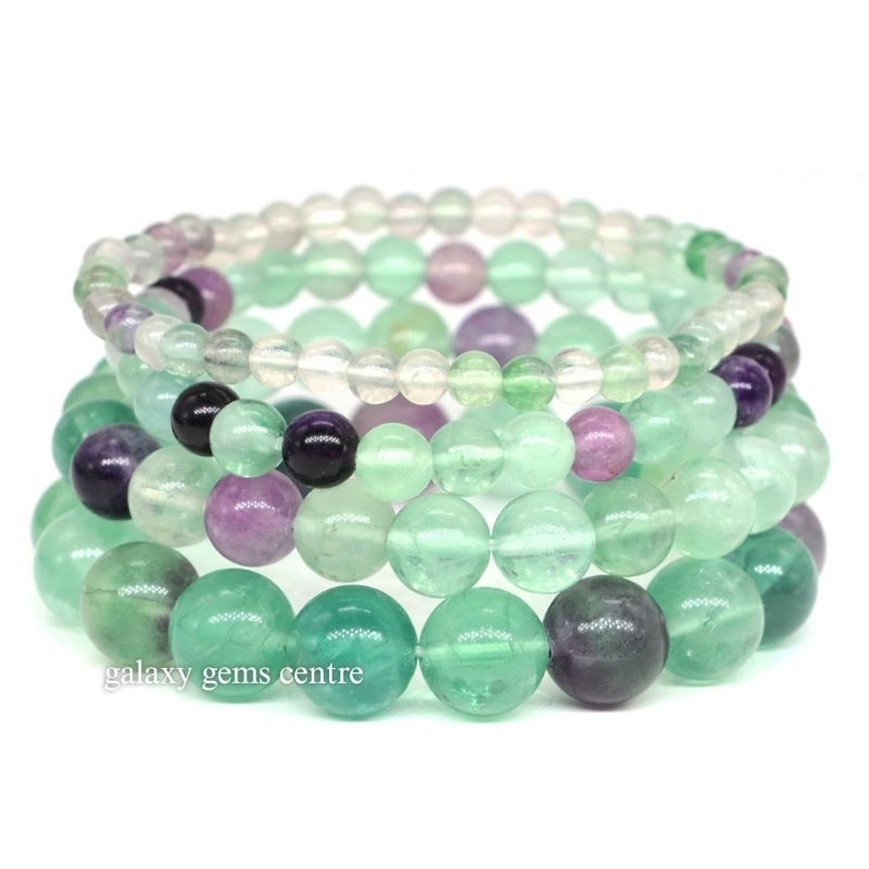 Gelang Batu Natural Multicolor Fluorite Crystal Original