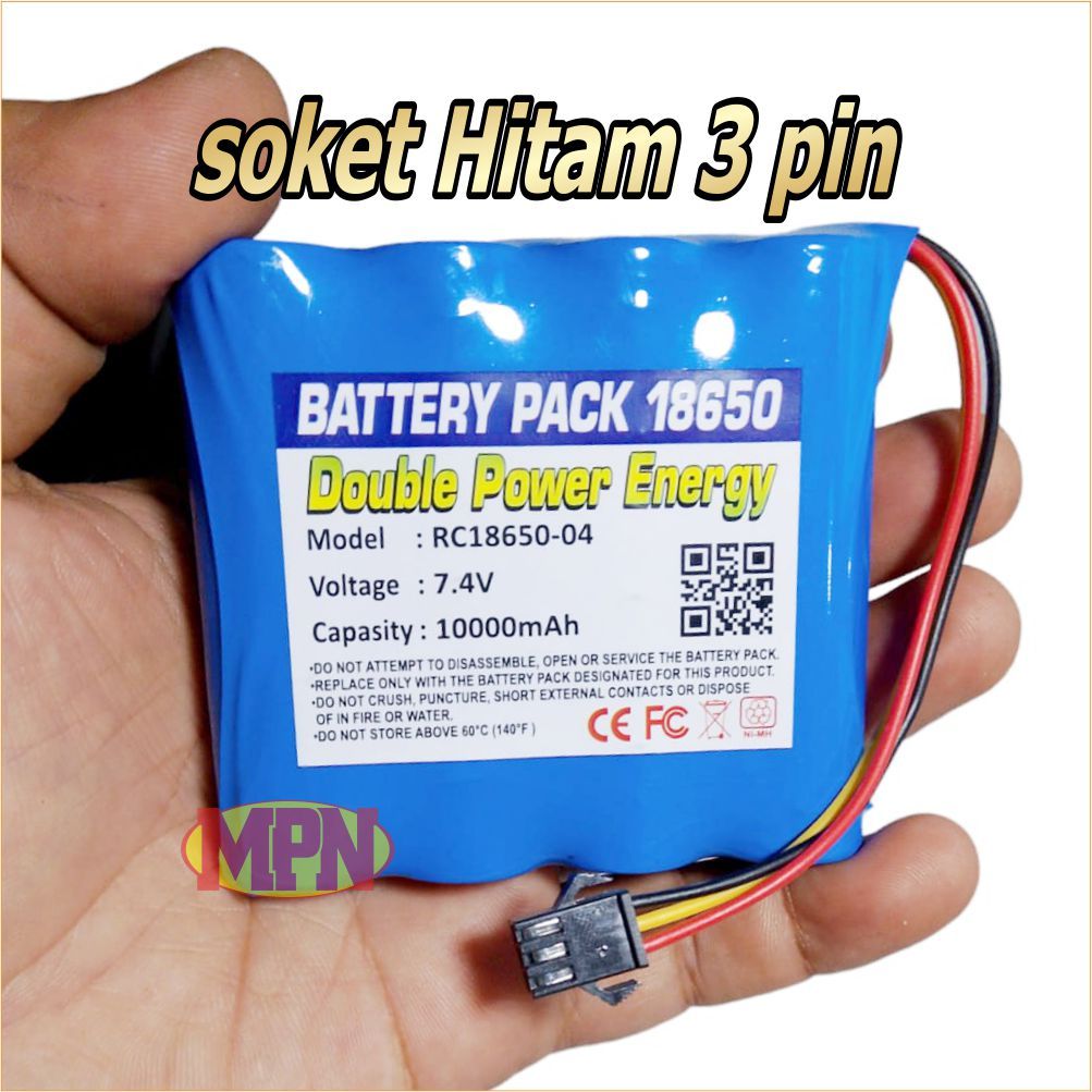 Baterai Rc Batre Lithium Mainan Anak 18650 7.4V 10000Mah Soket Hitam 2 Pin, 3 Pin, 4 Pin