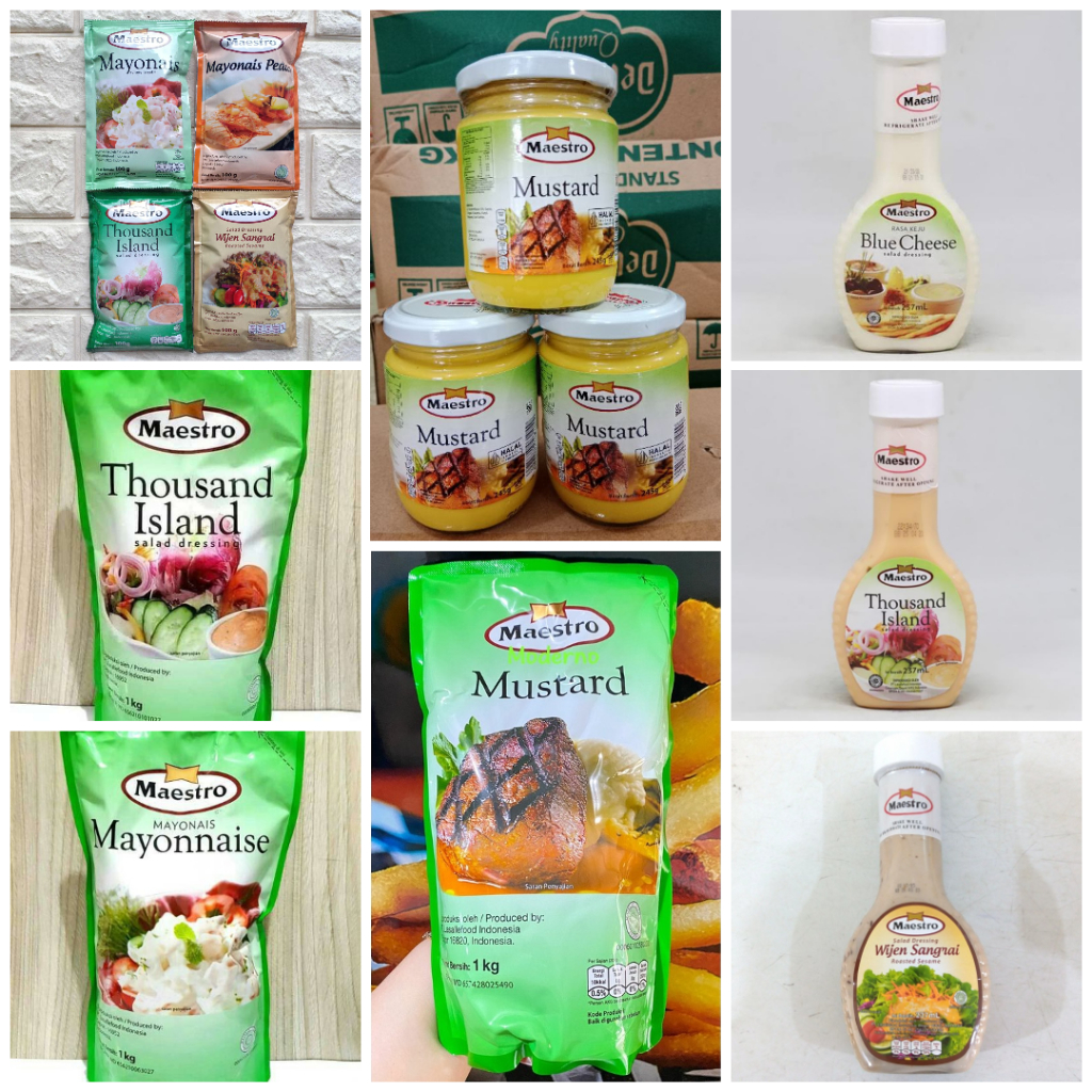 

maestro salad dressing varian kemasan rasa saus mustard saos wijen sangrai sesame keju mayonais cod