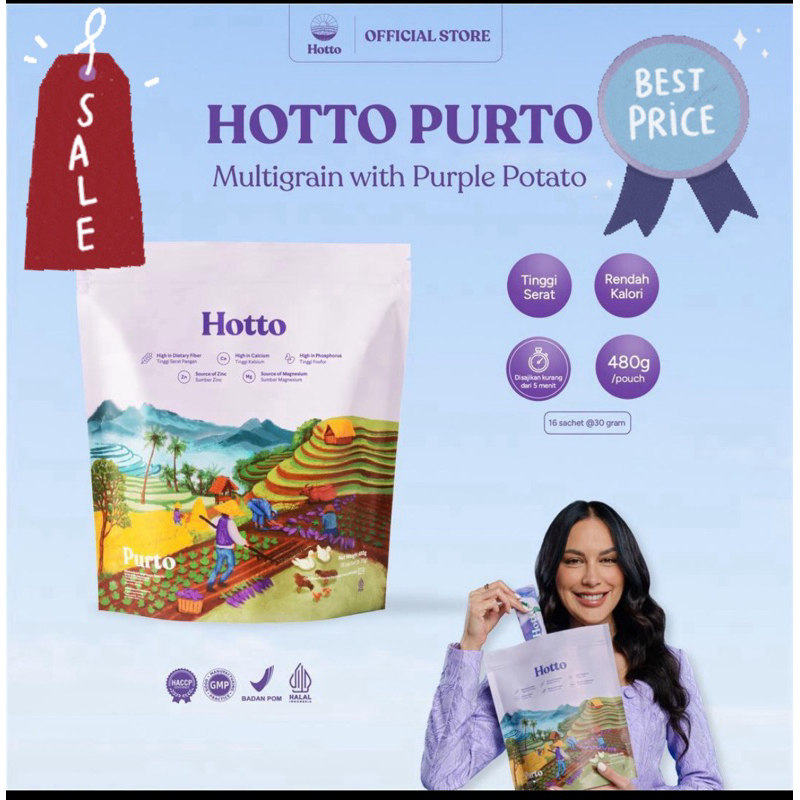 

[Original Produk] Hotto Purto 1 Pouch isi 16 sachets Original Produk Halal & BPOM Minuman Multigrain Kekinian