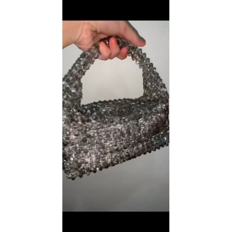 Tas Manik-manik Kristal grey Handmade