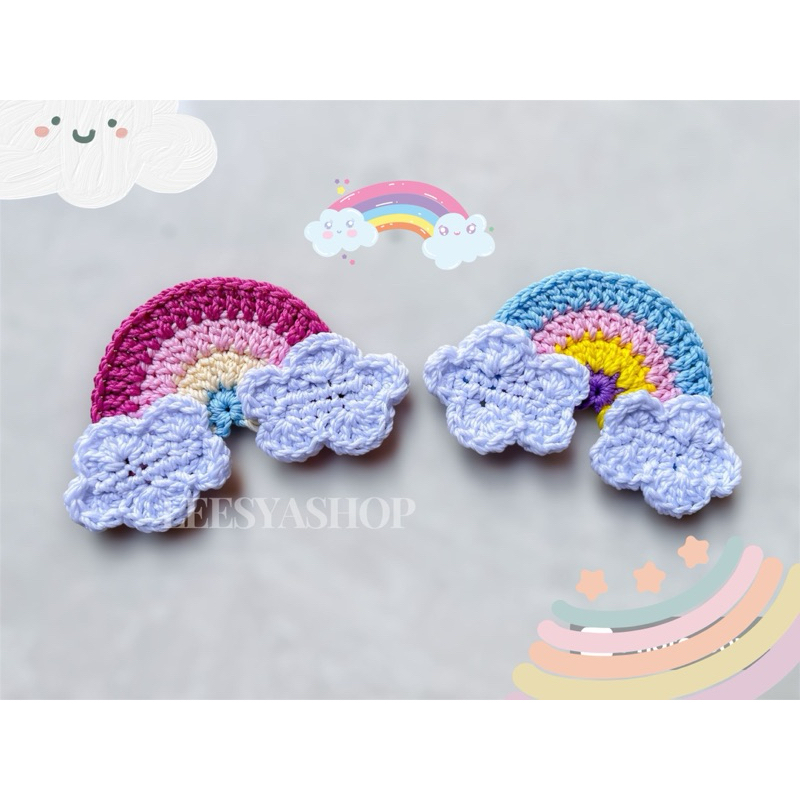 Hiasan Pelangi Rajut / Riasan Rainbow / Aplikasi Rajut /Aplikasi Pelangi Rajut