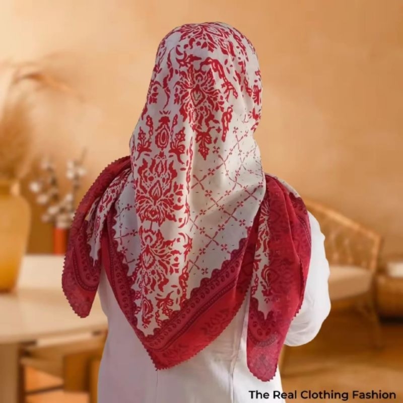 JILBAB SEGI EMPAT  VOAL MOTIF MERAH PUTIH KERUDUNG SEGI EMPAT VOAL MOTIF BENDERA HIJAB SEGI EMPAT VO