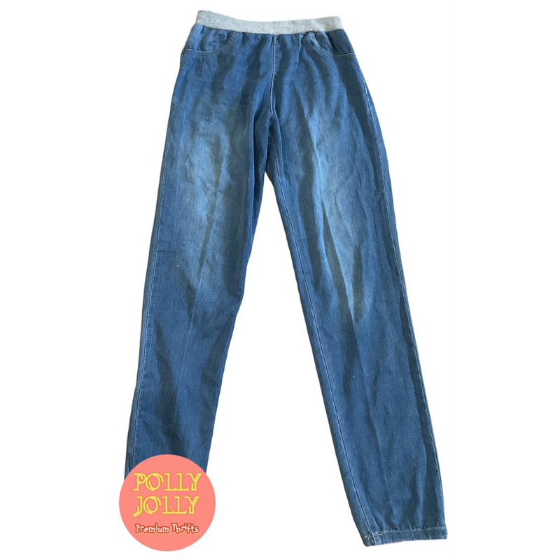 NEVADA - Celana Jeans Denim Straight Pinggang Karet (Preloved